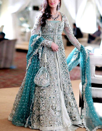 Luxury Heavy Embroidered Bridal Chiffon Maxi Dress