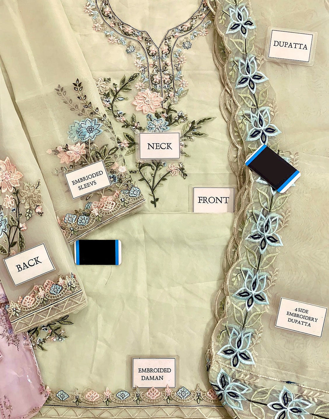 Graceful Embroidered Organza Party Wear Dress with Rich Adda Work Detailing