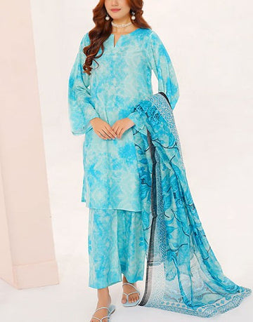 IB Bonanza All-Over Digital Print 3-Piece Linen Suit with Linen Dupatta