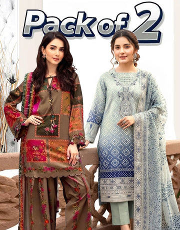 Bundle of 2 Lawn Suits Designs Wholesale