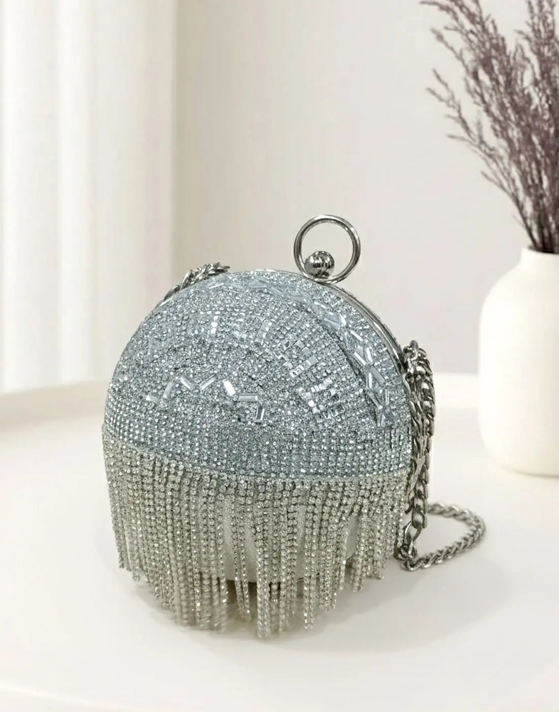 Sparkling Ball-Shaped Clutch Purse for Weddings & Dinners