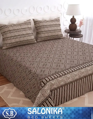 Salonika 3-Piece Mix Cotton King Size Bedsheet with Pillow Covers