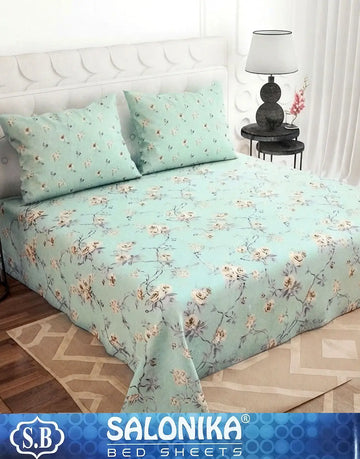 Salonika 3-Piece Mix Cotton King Size Bedsheet with Pillow Covers