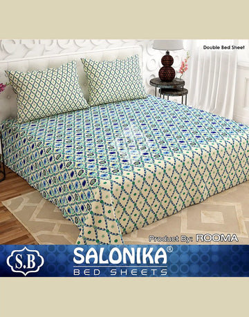 Salonika 3-Piece Mix Cotton King Size Bedsheet with Pillow Covers