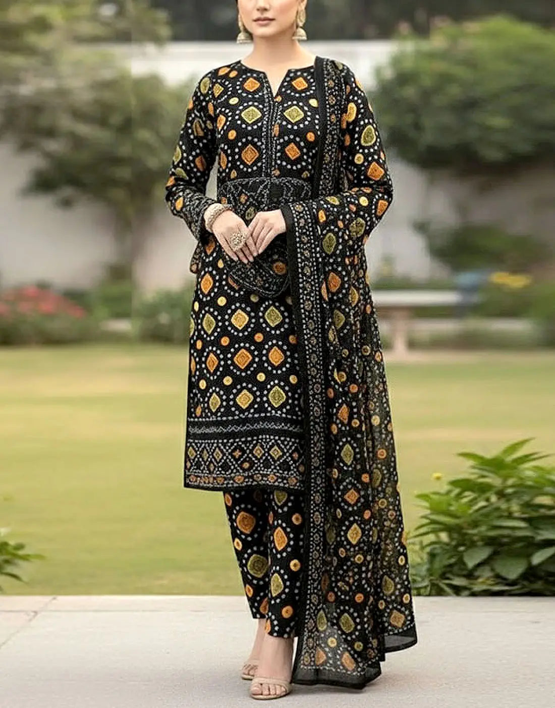 Bundle of 3 Embroidered 3-Piece Lawn Suits Wholesale