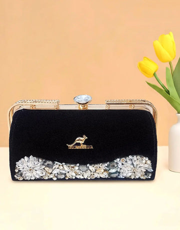Luxe Black Velvet Evening Handbag for Women
