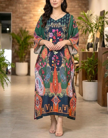 Digital Print Viscose Long Kaftan Shirt for Girls